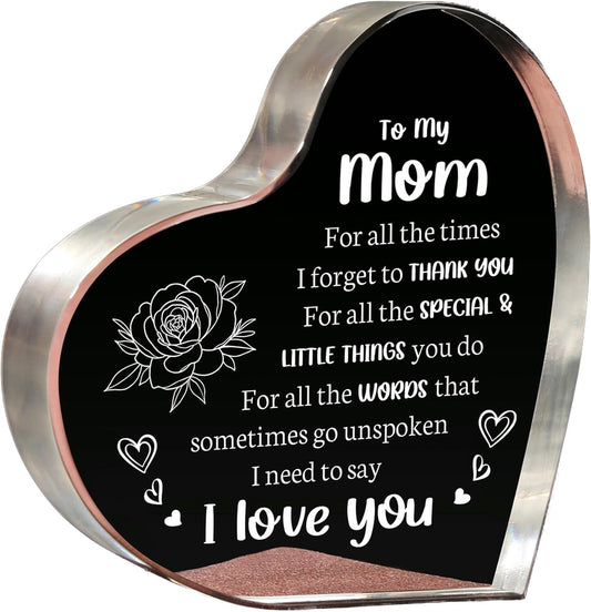 Acrylic Keepsake for Mom - 3.9X3.9 Inch - Heartfelt Birthday, Mother's Day, Christmas, and Valentine's Day Gift from Son