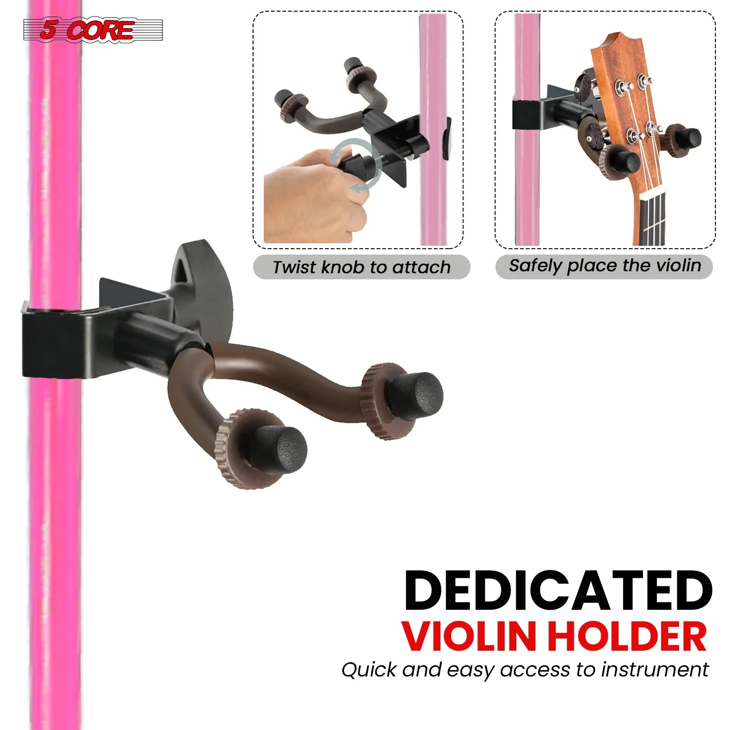 5Core Adjustable Portable Music Stand for Sheet Music - Pink Tripod Folding Note Holder