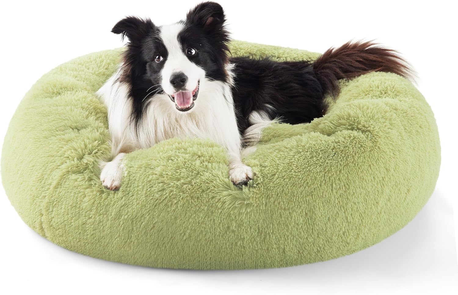 Bedsure Calming Donut Dog Bed for Medium Dogs - 30-Inch Washable Plush Faux Fur Cat Bed with Anti-Slip Round Design, Suitable for Pets Up to 45 lbs, Camel Color