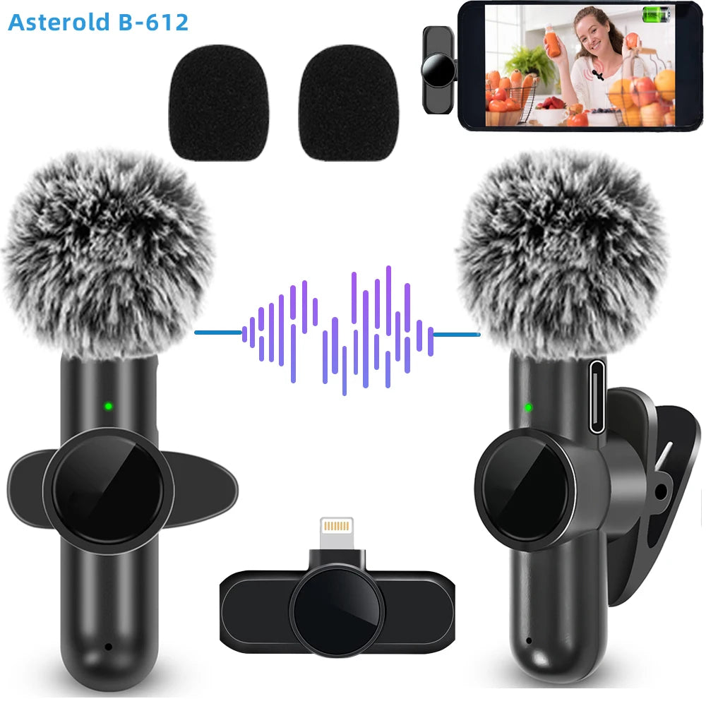 2.4G Wireless Lavalier Microphone with Noise Cancelling for Audio and Video Recording Compatible with iPhone, iPad, Android, Xiaomi, and Samsung for Live Gaming