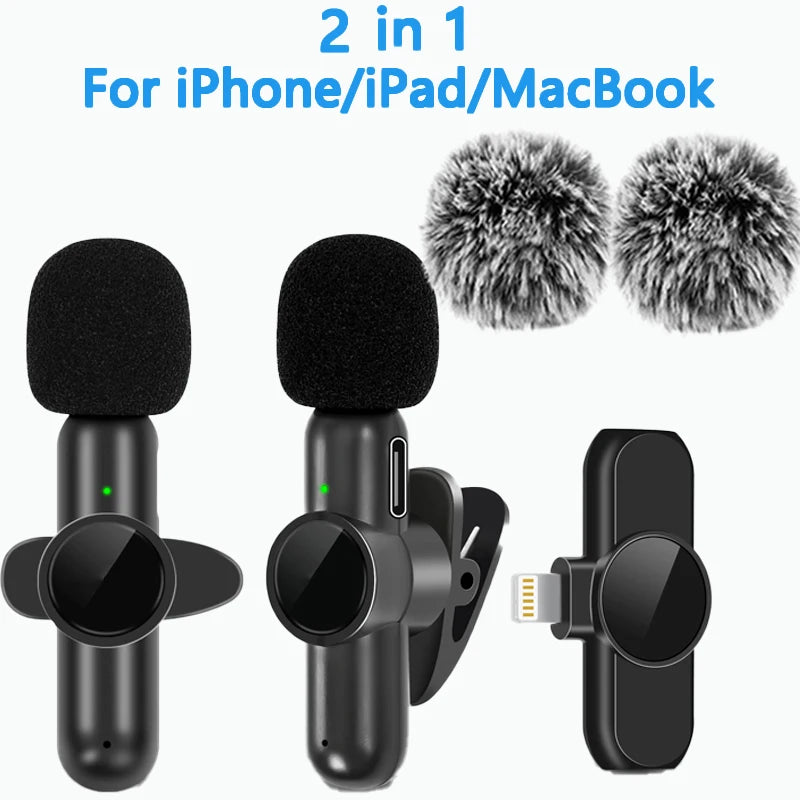 2.4G Wireless Lavalier Microphone with Noise Cancelling for Audio and Video Recording Compatible with iPhone, iPad, Android, Xiaomi, and Samsung for Live Gaming