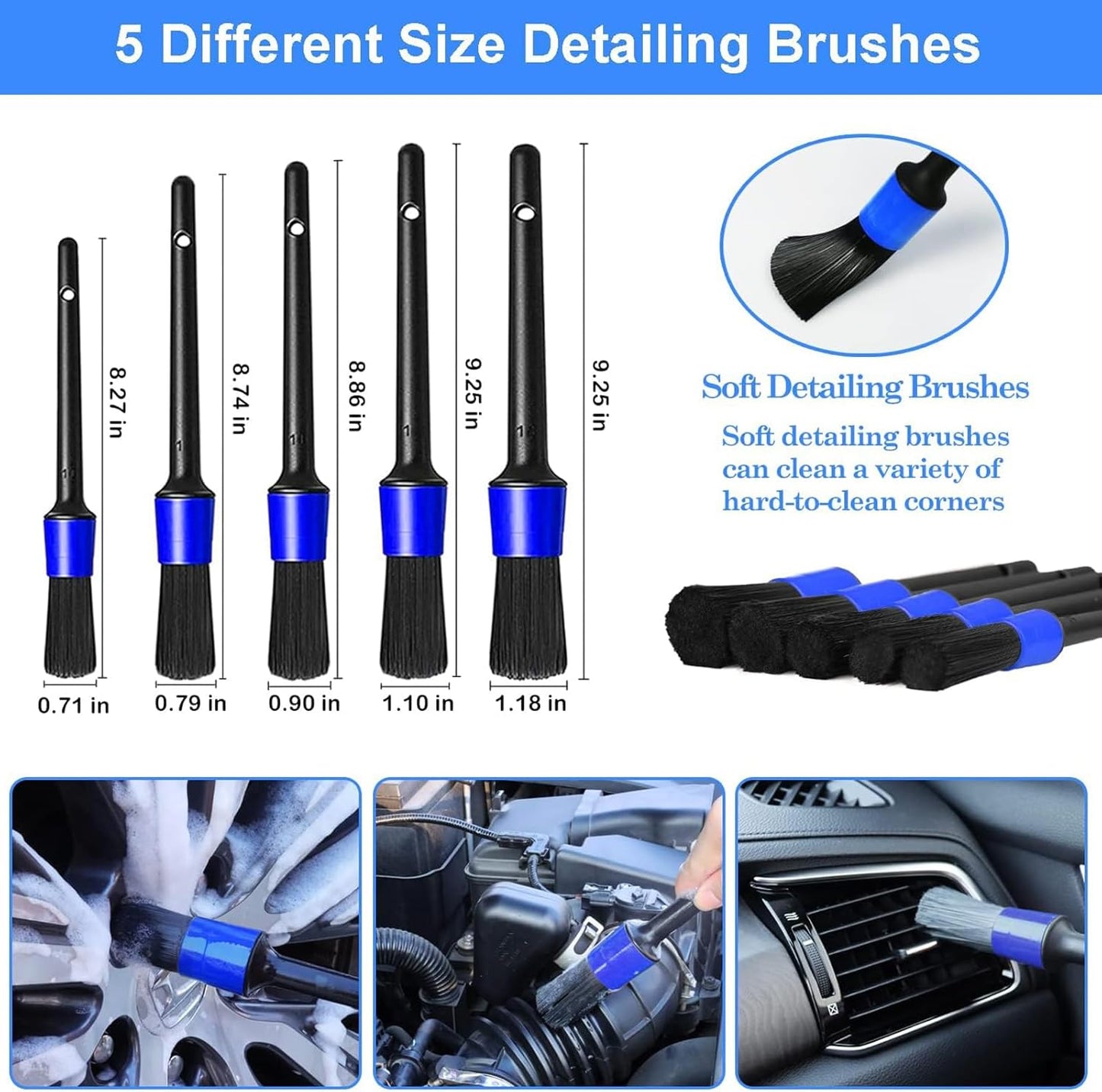 27-Piece Professional Car Detailing Kit with Brushes and Cleaning Tools for Interior, Exterior, and Wheels